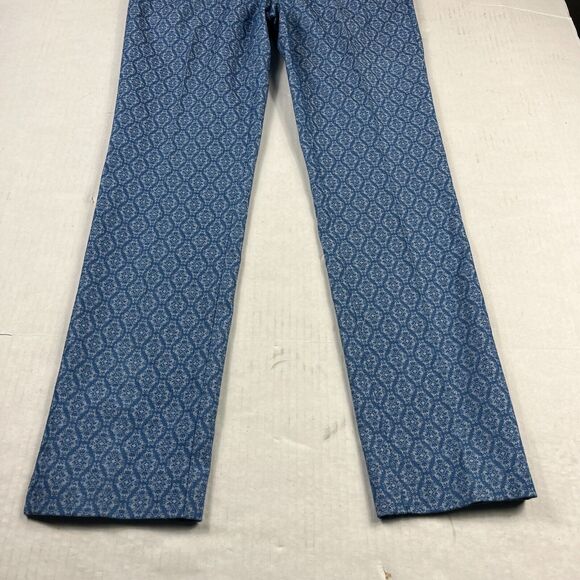 Etcetera Jaquard Dress Pants Blue Harlequin Print Trousers Preppy Straight Leg 6 - Picture 2 of 12